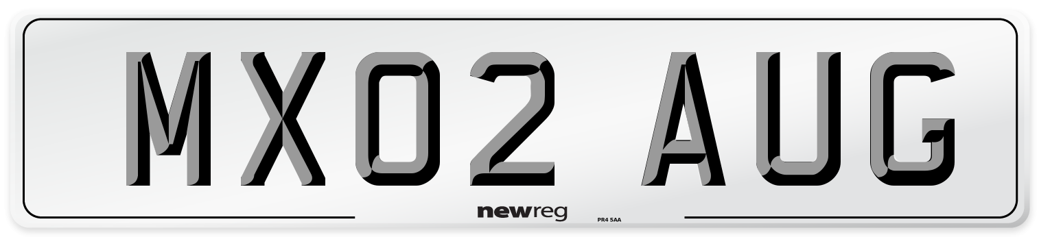 MX02 AUG Number Plate from New Reg